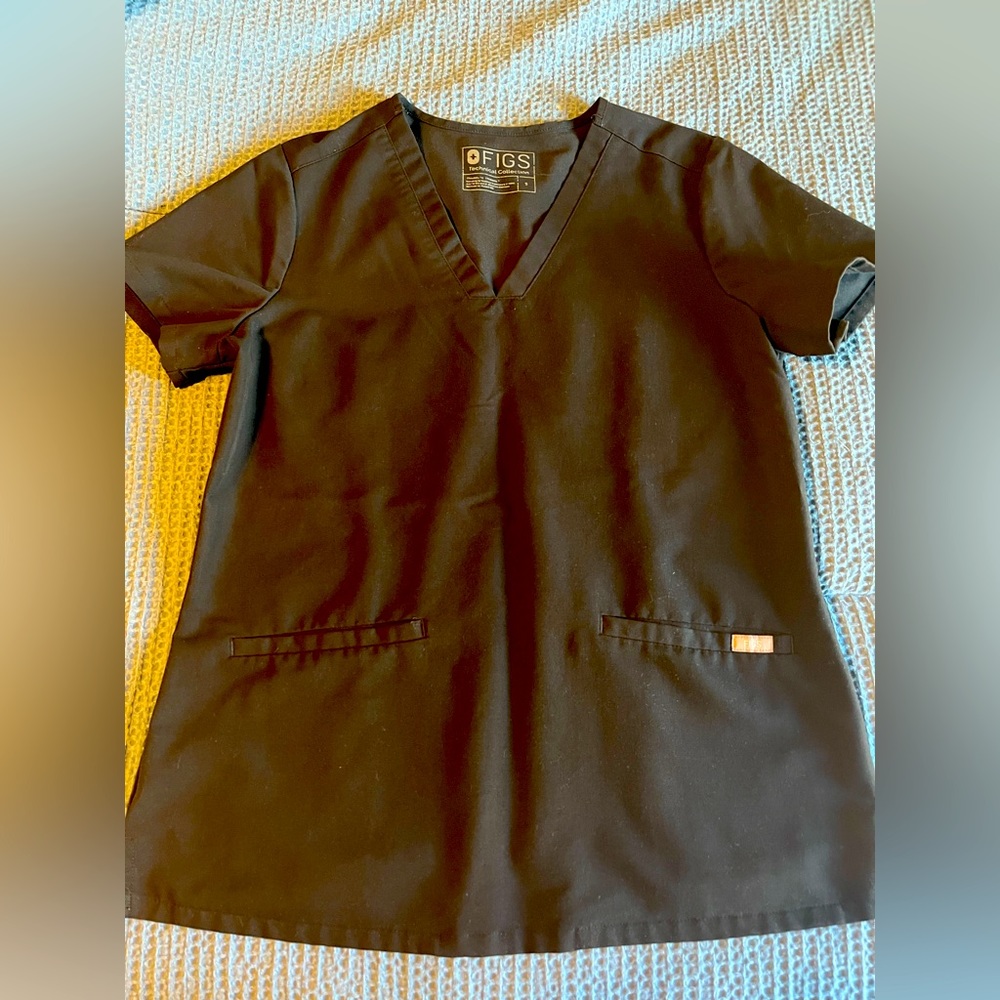 Figs Casma Scrub Top, S, Black